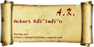 Ackert Kálmán névjegykártya
